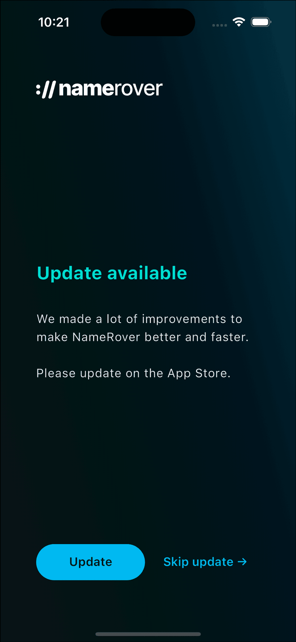 Namerover Update Screen