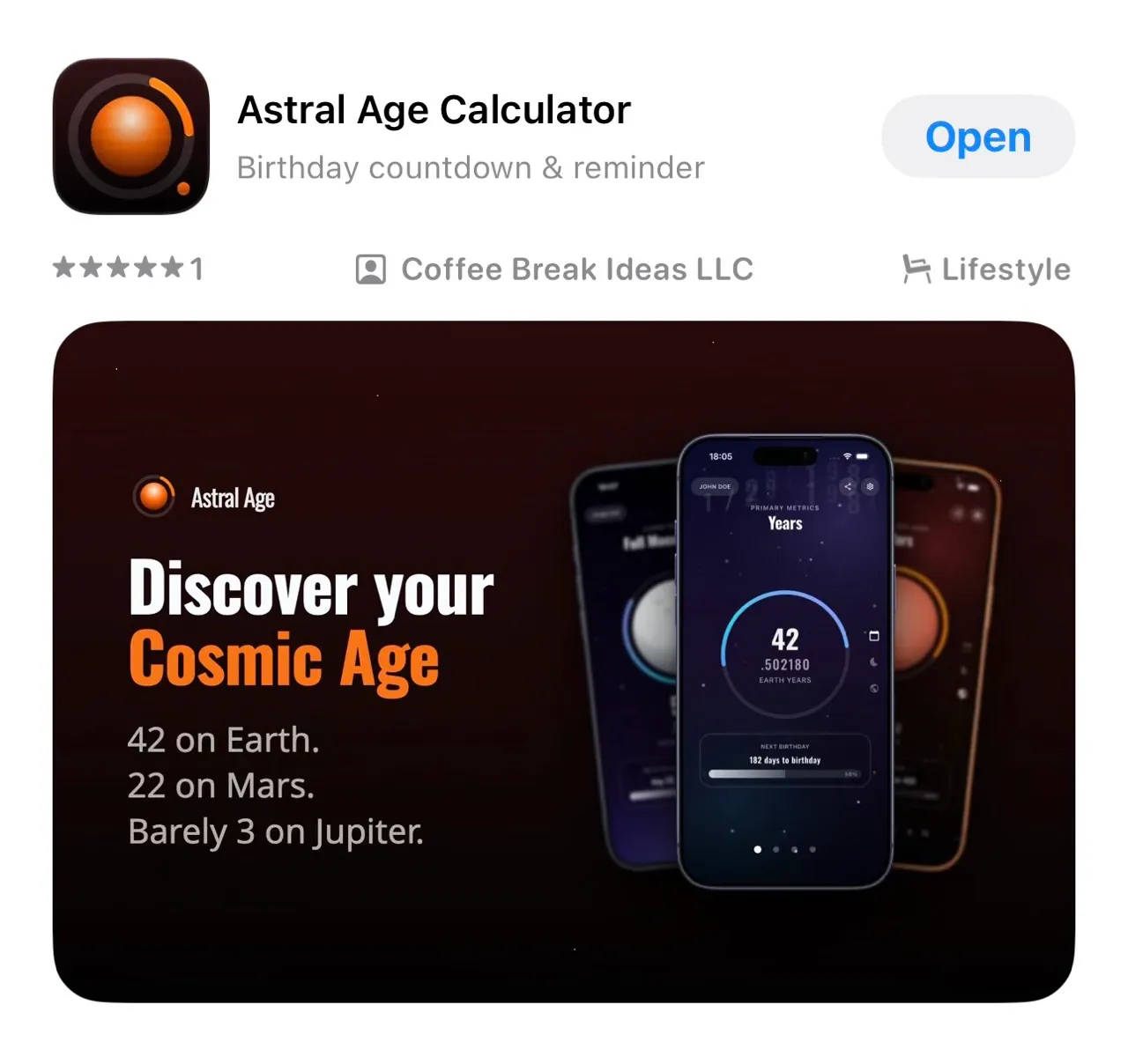 AstralAge in App Store search with the new search result image